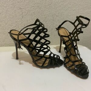 SCHUTZ Black Cage High Heel Stiletto Juliana Sandals 7
